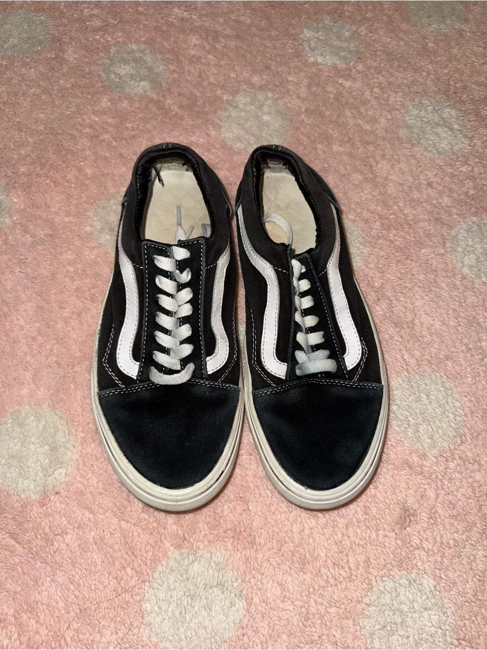 Vans Black and White Low-Top Skate Shoes